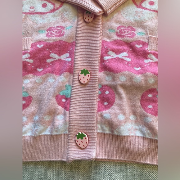 2X Sanrio My Melody Strawberry Patterned Cardigan - Picture 4 of 10